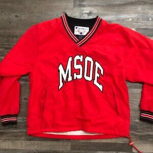 Vtg Champion MSOE Milwaukee School of Engineering Medium Pullover Jacket Red